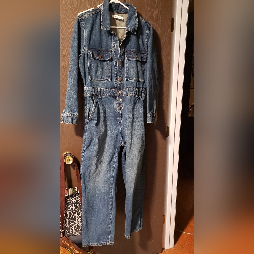 Zara Blue Denim Jumpsuit